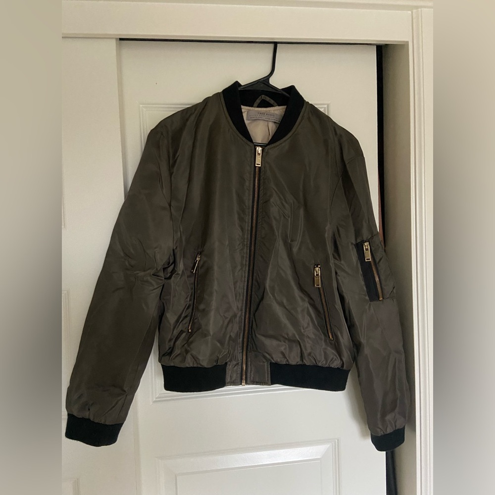 Zara Green Bomber Jacket Medium